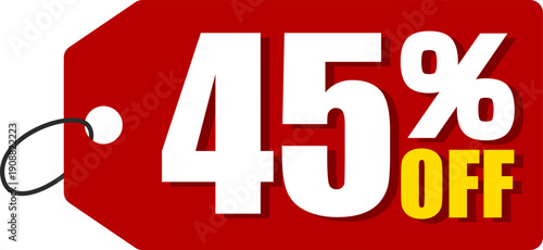 45％オフのセールを表すディスカウントラベル　45 Percent Off Discount Label – Special Offer Sale Tag
