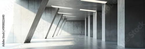 Panel kuchenny z motywem Minimalist concrete interior with geometric columns