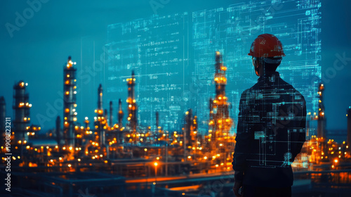 Double exposure of oil refinery and pipelines with a technology concept