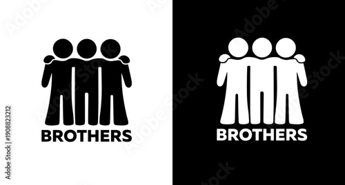 Minimal Brothers Group Logo Silhouette Black White Brand Icon Friendship Team Symbol Modern Flat Design for T Shirts Stickers Apps