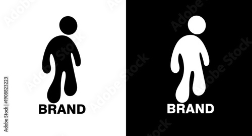 Minimal Human Figure Logo Silhouette Black White Brand Icon Simple Person Symbol Modern Flat Design for T Shirts Stickers Apps