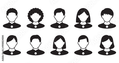 Collection of user profile avatars featuring diverse individuals with simple icon design