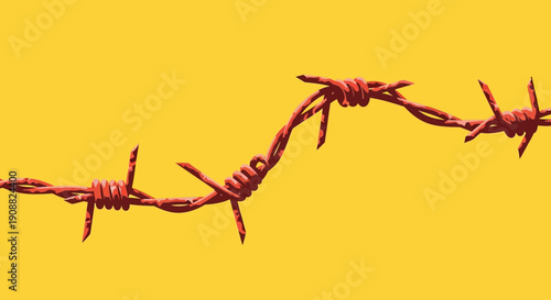 Barbed Wire Fence with Sharp Points.