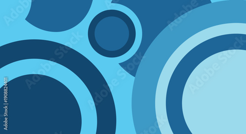 Blue Circles and Shapes Abstract Design.