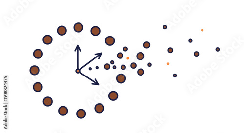 Clock Face with Arrows and Dots.