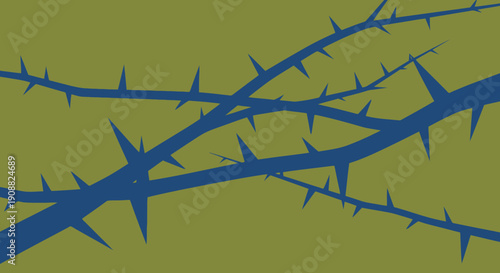 Thorny Branches with Sharp Prickly Thorns.