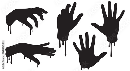 Bloody Hand and Lip Print Concept – Red Stained Graphic Symbol of Crime, Passion, and Emotional Impact