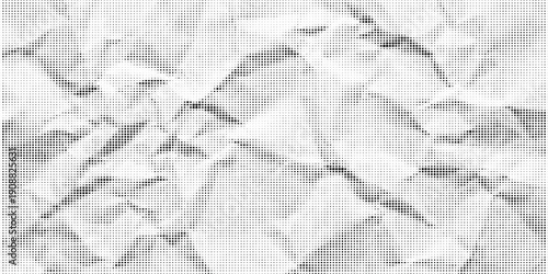 Halftone dot landscape close up textured mountain silhouette in black and white vector art low angle subtle soft lighting gritty