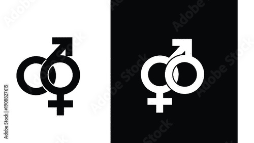 Black and white gender symbols on different backgrounds