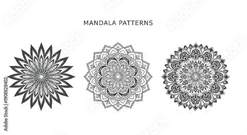 Black and white mandala patterns for coloring book pages