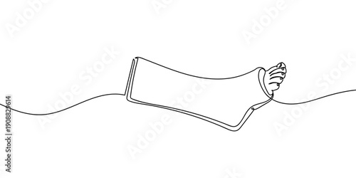 Continuous line drawing of a foot in a cast. single line vector illustration Editable stroke.