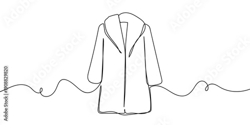 Continuous line drawing of a fur-lined winter jacket. single line vector illustration Editable stroke.