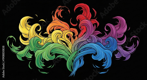 Vibrant swirling galaxy with purple and blue hues shining brightly in a starry night sky above silhouetted pine trees