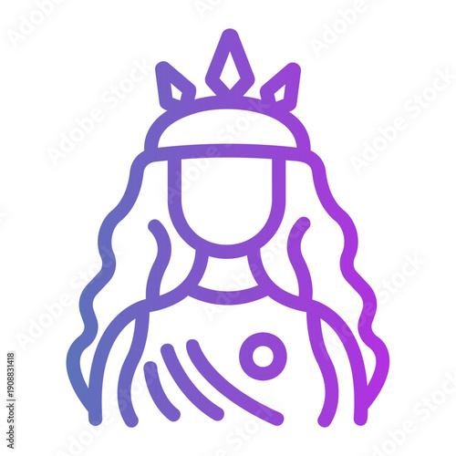 goddess statue Line Gradient Icon