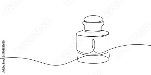 Continuous line drawing of an ink bottle. single line vector illustration Editable stroke.