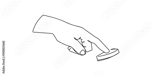 Continuous line drawing of a hand pointing a finger pressing a button. single line vector illustration Editable stroke.