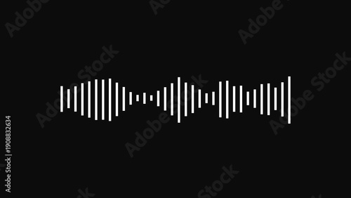Tableau sur toile White sound wave on black background audio waveform white lines audio visualizer