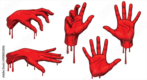 Bloody Hand and Lip Print Concept – Red Stained Graphic Symbol of Crime, Passion, and Emotional Impact