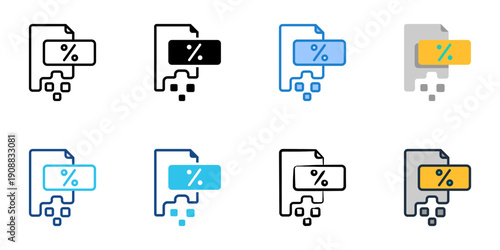 Digital Tax Filing icons set multiple style collection. Editable stroke 
