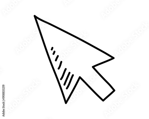 Hand-drawn in line skate style mouse cursor arrow. doodle Vector illustration Editable stroke.