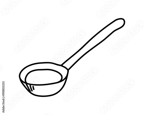 Hand-drawn in line skate style, serving ladle. doodle Vector illustration Editable stroke.
