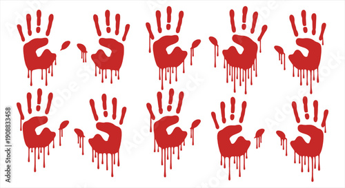 Bloody Hand and Lip Print Concept – Red Stained Graphic Symbol of Crime, Passion, and Emotional Impact