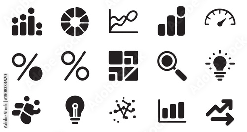 Business analytics and data management icon set. professional vector for statistics and insights