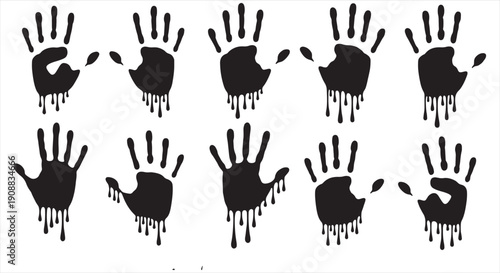 Bloody Hand and Lip Print Concept – Red Stained Graphic Symbol of Crime, Passion, and Emotional Impact