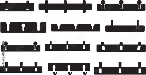 Collection of various keyhole and lock icons in black