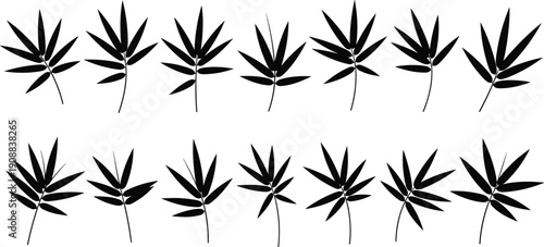 Set of Cannabis and Hemp Leaf Silhouettes in Various Botanical Shapes Isolated as Black Vector Collection on White Background