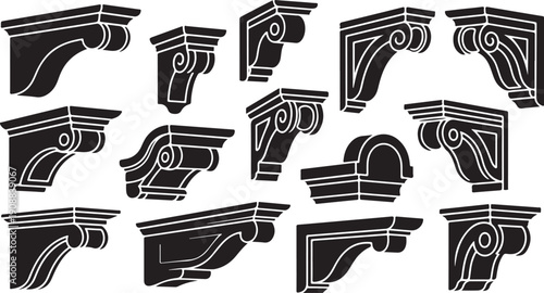 Collection of various architectural corbel designs and patterns