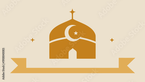 A Peaceful and Celebratory Minimalist Vector Illustration of a Mosque Dome for Islamic Holidays and Greeting Cards
