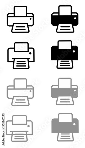 Vector illustration of printer icon set