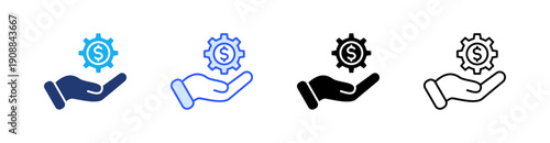 Money Management Multiple Style Icon Set Vector 