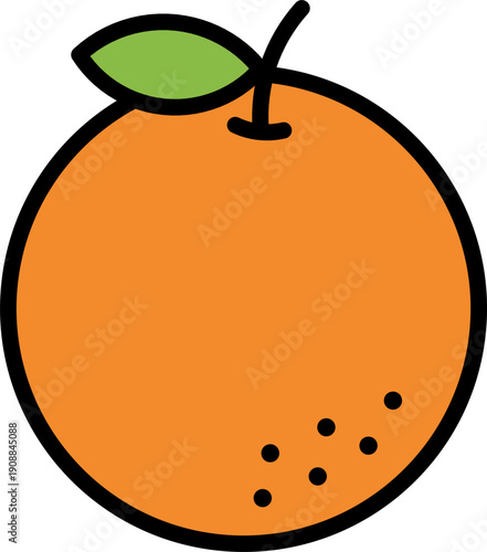 Orange fruit icon for healthy organic food and vitamin C nutrition