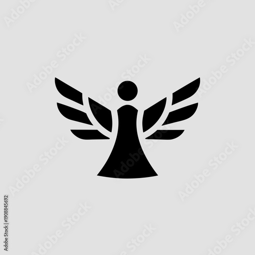Stunning angel icon with outstretched wings in modern design