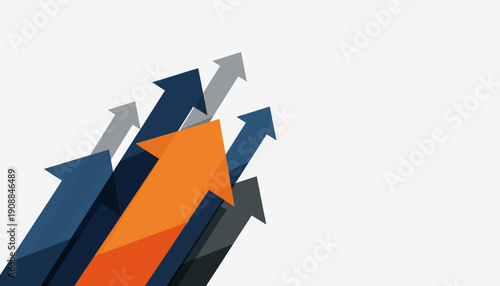 Vibrant arrows pointing upwards in dynamic motion