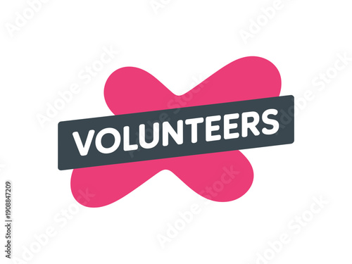 A modern vector graphic illustration of a volunteers logo with a pink and black design