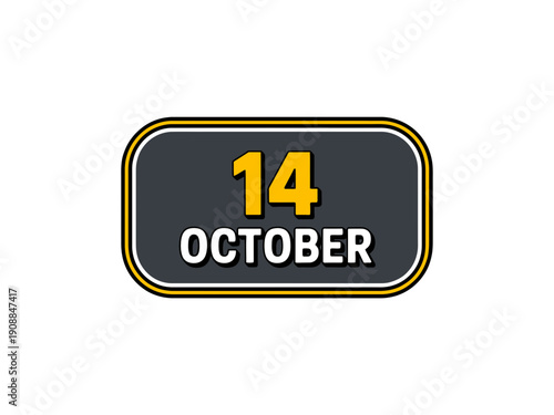 A vector graphic illustration of a date label for October 14th in a modern flat design style