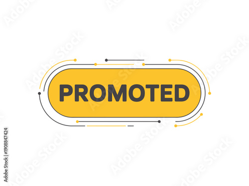 A vector graphic illustration of a promoted badge with a yellow and black design