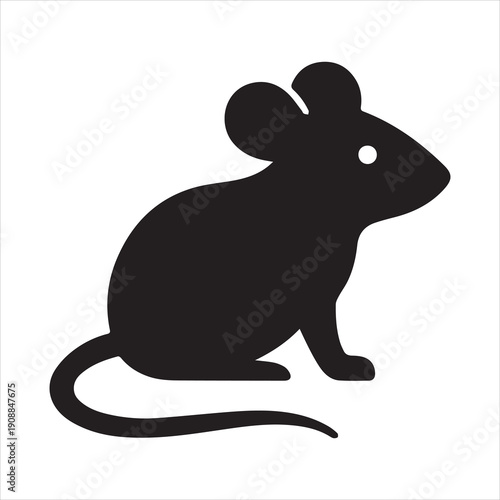 a black silhouette of a mouse sitting on its haunches