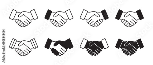 Hands raised together in unity and teamwork with white icons for voting, agreement, and success in flat design.