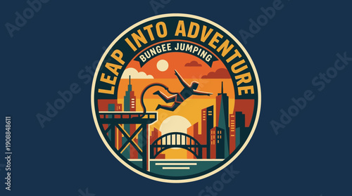Leap Into Adventure Bungee Jumping Circular Design Vector Graphic For T-shirt