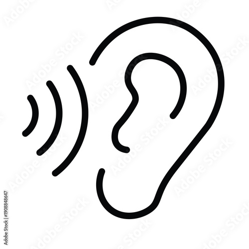 Hearing line art icon vector silhouette download.