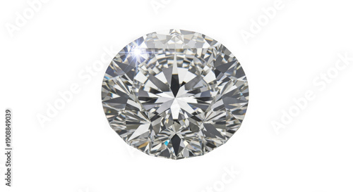 A close-up view of a round brilliant-cut diamond set in a sleek metallic ring isolated on transparent background