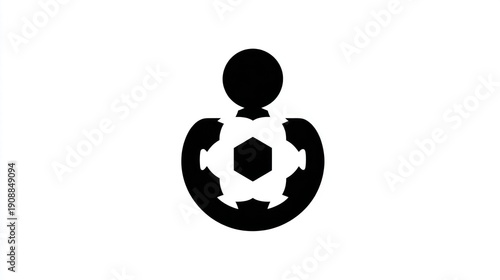 Wallpaper Mural Black and white abstract figure holding a stylized soccer ball Torontodigital.ca