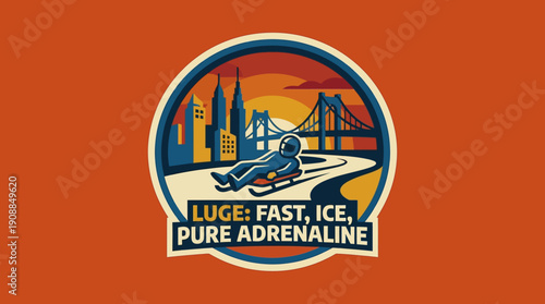 Luge Fast, Ice, Pure Adrenaline - Winter Sports Logo Design
