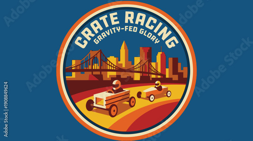 Crate Racing Gravity Fed Glory Event with Cars Racing in a City Skyline