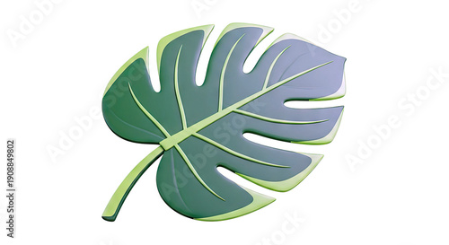 3D Monstera Leaf Illustration