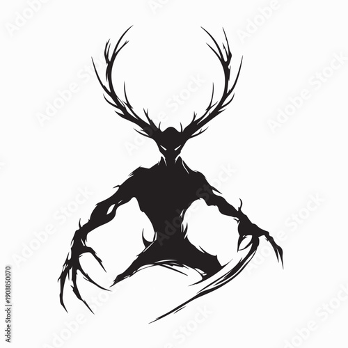 Scary Wendigo Silhouette.  Scary Wendigo Vector Illustrations 
